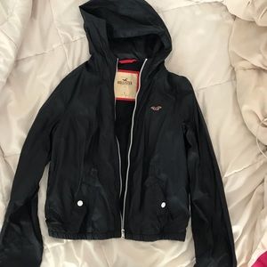 Navy blue Hollister rain jacket